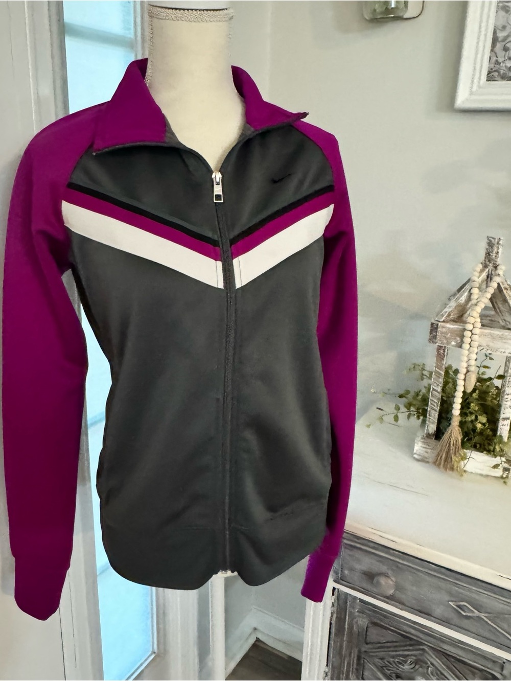 Nike The Athletic Dept Purple Gray Full Zip Track Jacket size Large